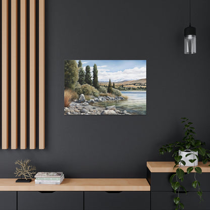 Dark Slate Gray Tekapo Tranquility: Serene Landscapes of New Zealand - Canvas Print