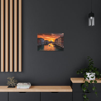 Dark Slate Gray Venice Sunset Serenade: Romantic Canals and Timeless Charm - Canvas Print