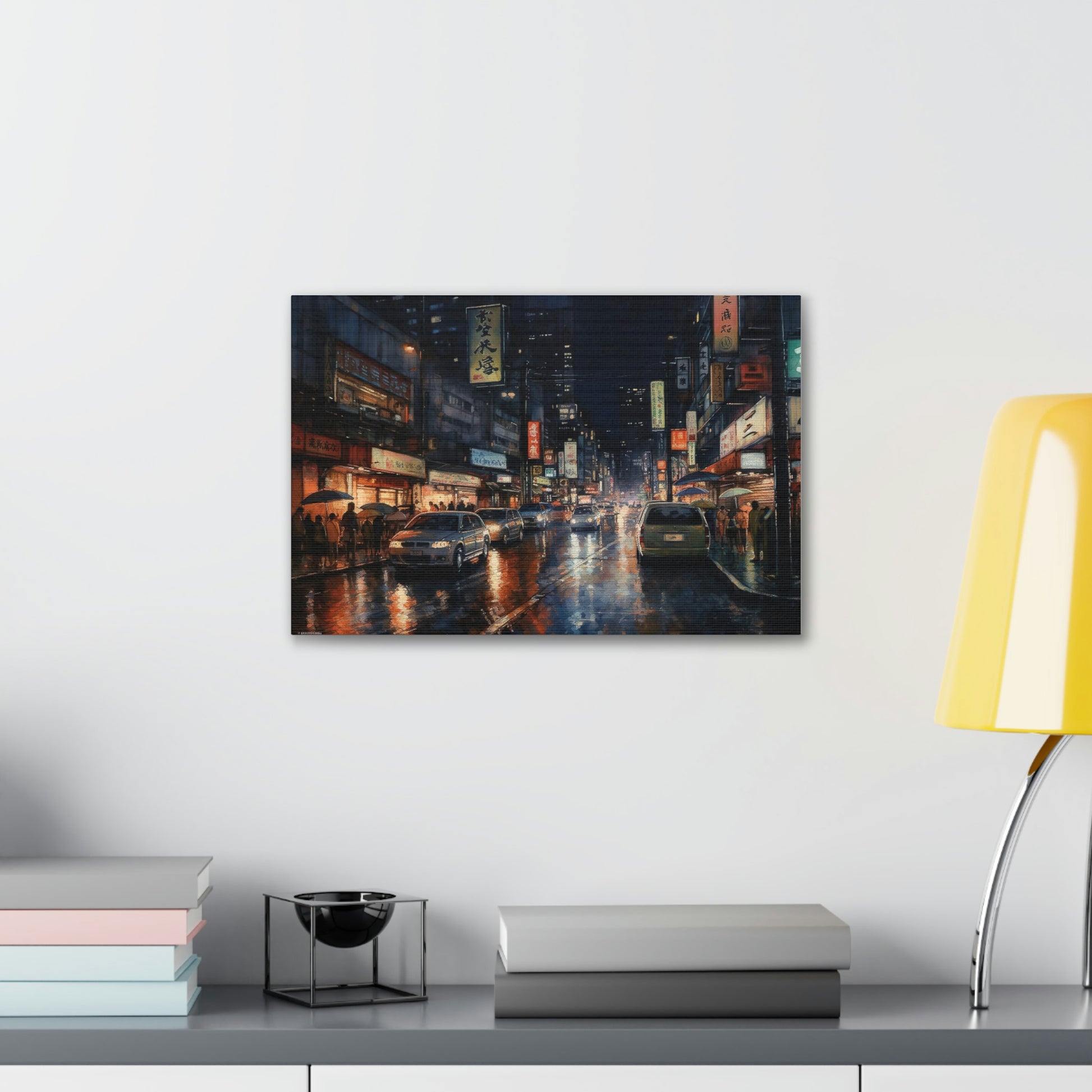 Dark Slate Gray Tokyo Twilight: Electric Nights and Vibrant Cityscapes - Canvas Print