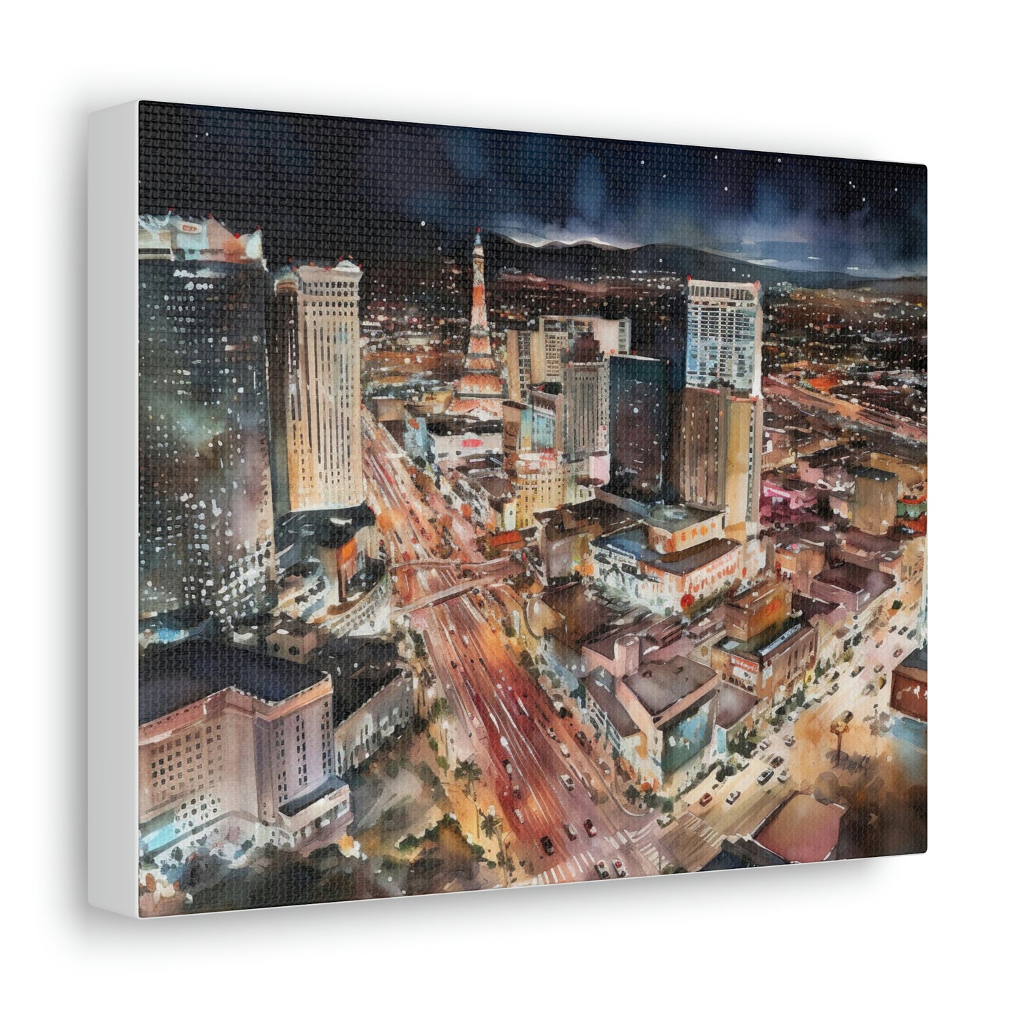 Dark Gray Vegas Strip at Night: Sparkling Skylines and Nonstop Excitement - Canvas Print