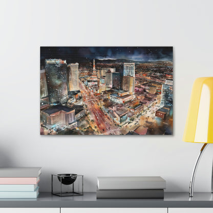 Light Gray Vegas Strip at Night: Sparkling Skylines and Nonstop Excitement - Canvas Print