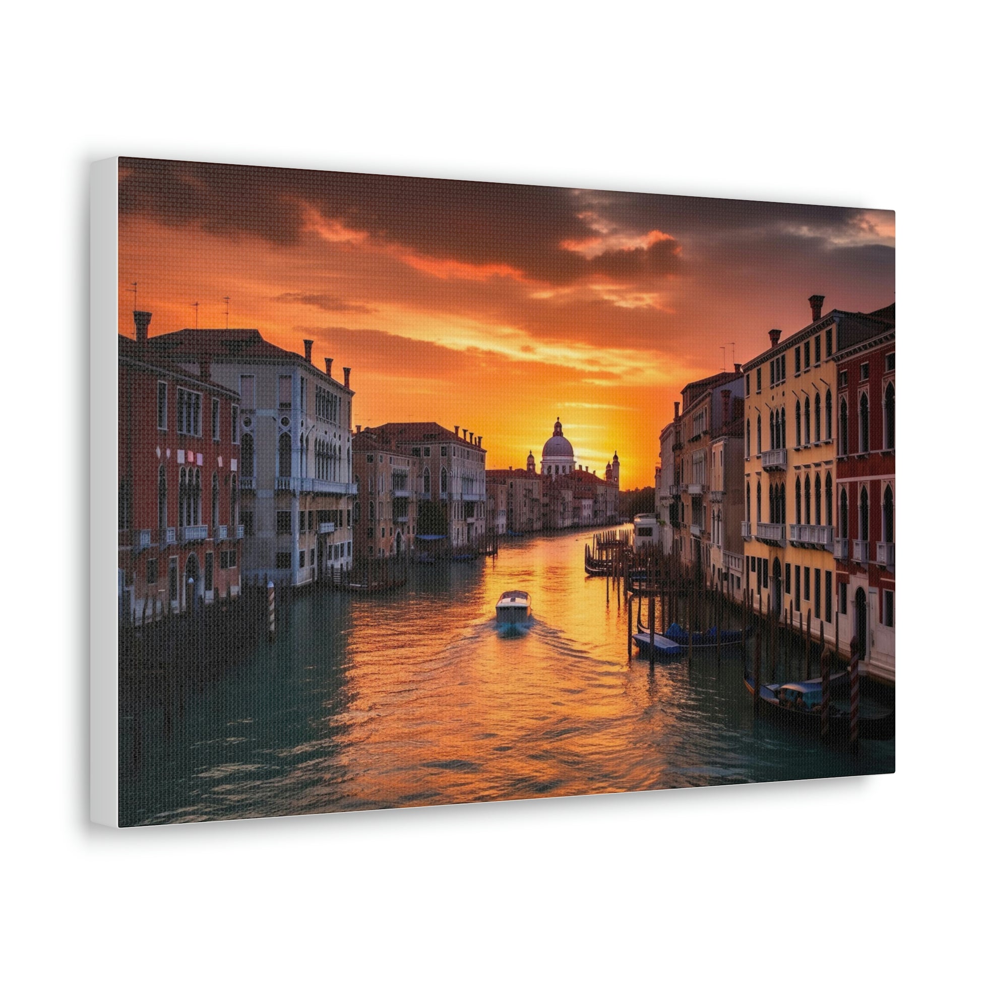 Dark Slate Gray Venice Sunset Serenade: Romantic Canals and Timeless Charm - Canvas Print