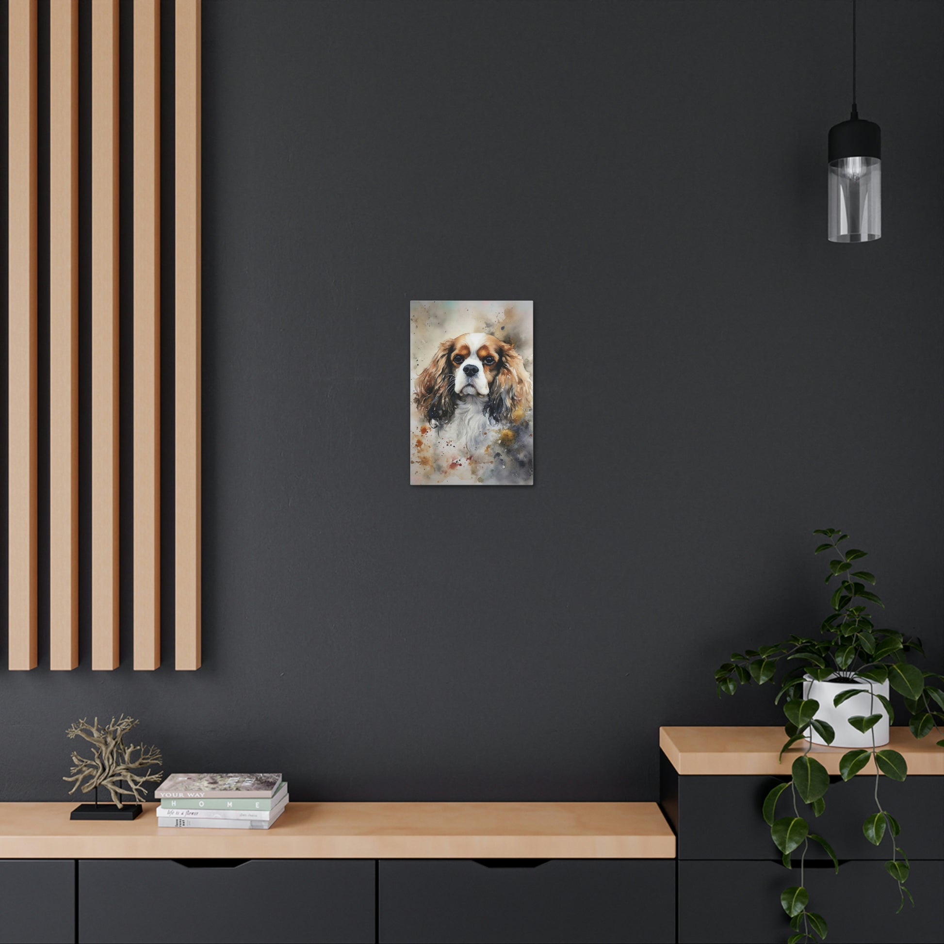 Dark Slate Gray Cavalier dog Canvas