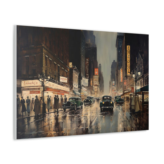 Dark Slate Gray Roaring Twenties: Vintage New York Cityscapes and Electric Nights - Canvas Print