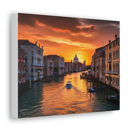 Sienna Venice Sunset Serenade: Romantic Canals and Timeless Charm - Canvas Print