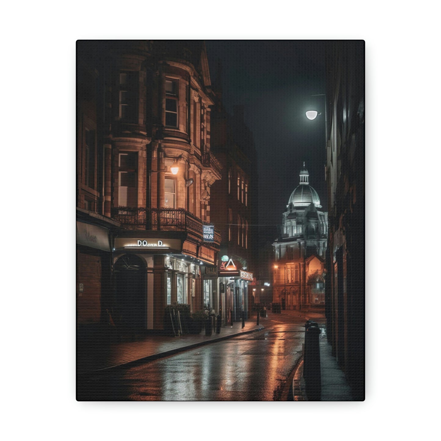 Dark Slate Gray Belfast Nightscape Canvas