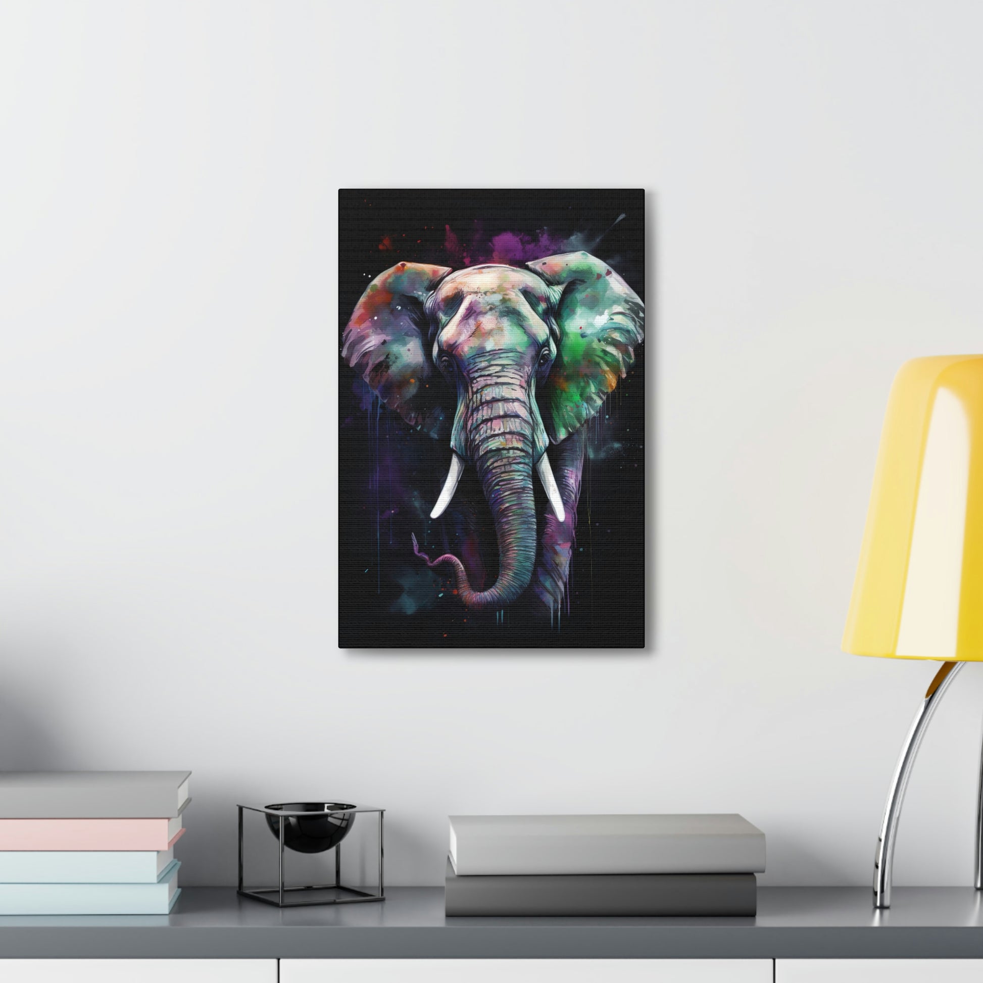 Dark Slate Gray Striking Elephant Canvas