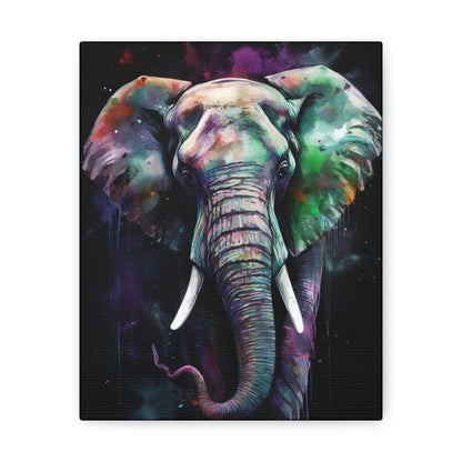 Dark Slate Gray Striking Elephant Canvas