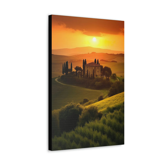 Sandy Brown Tuscan Sunset: Canvas Print for Landscape Lovers