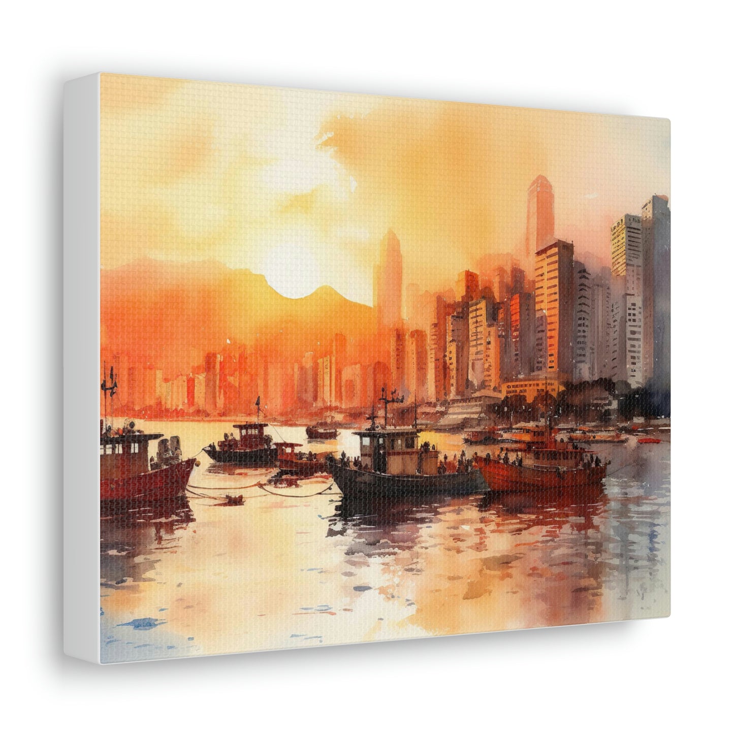 Wheat Sunset Skyline Canvas