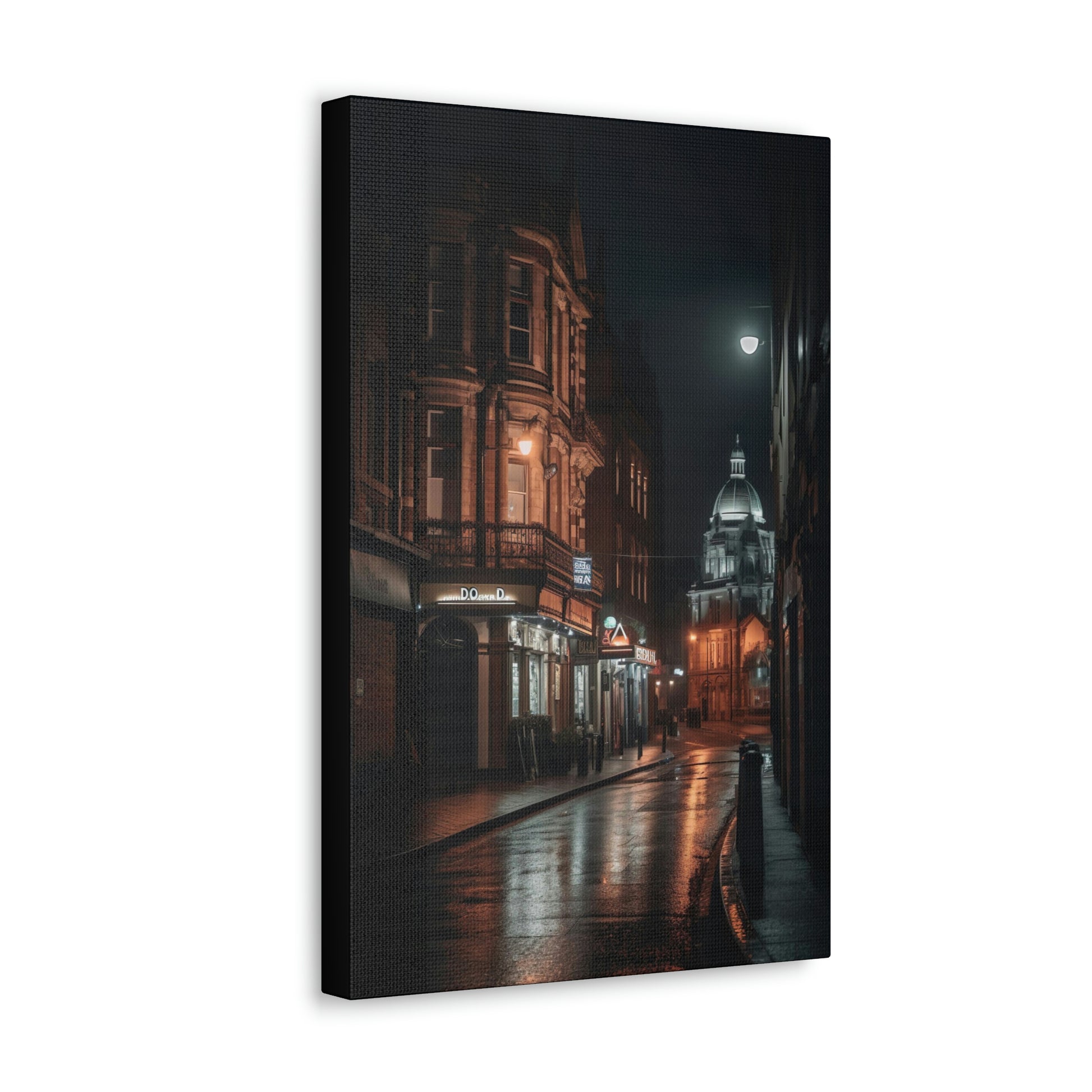 Dark Slate Gray Belfast Nightscape Canvas