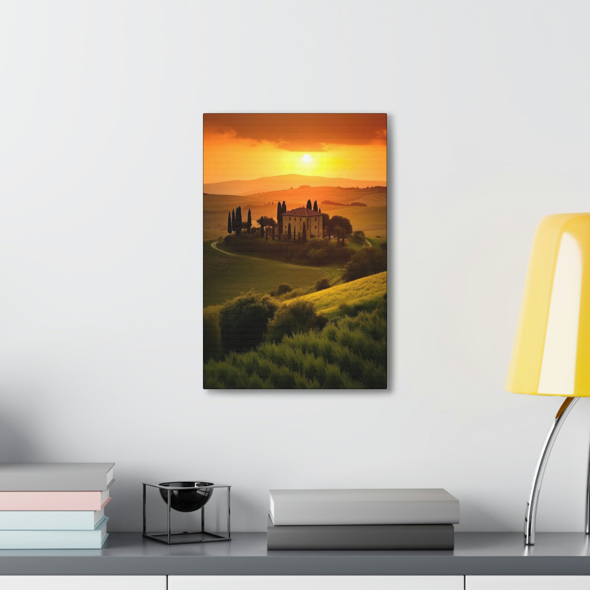 Light Gray Tuscan Sunset: Canvas Print for Landscape Lovers