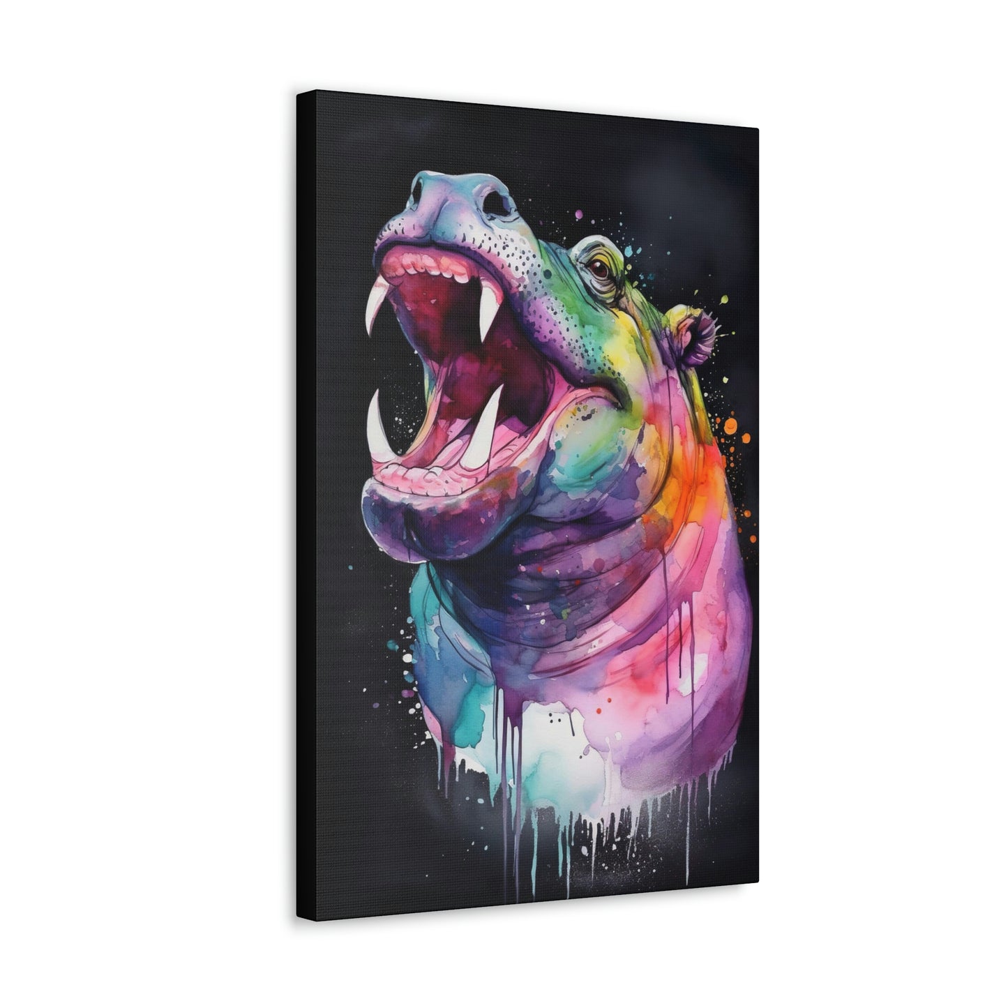 Gray Happy Hippo Canvas