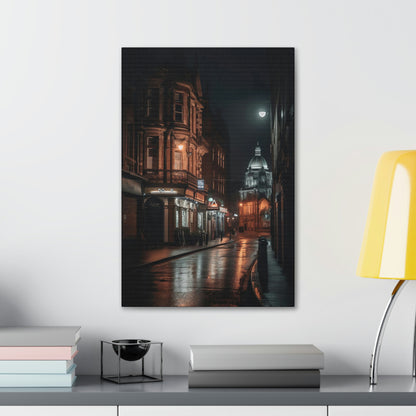 Dark Slate Gray Belfast Nightscape Canvas