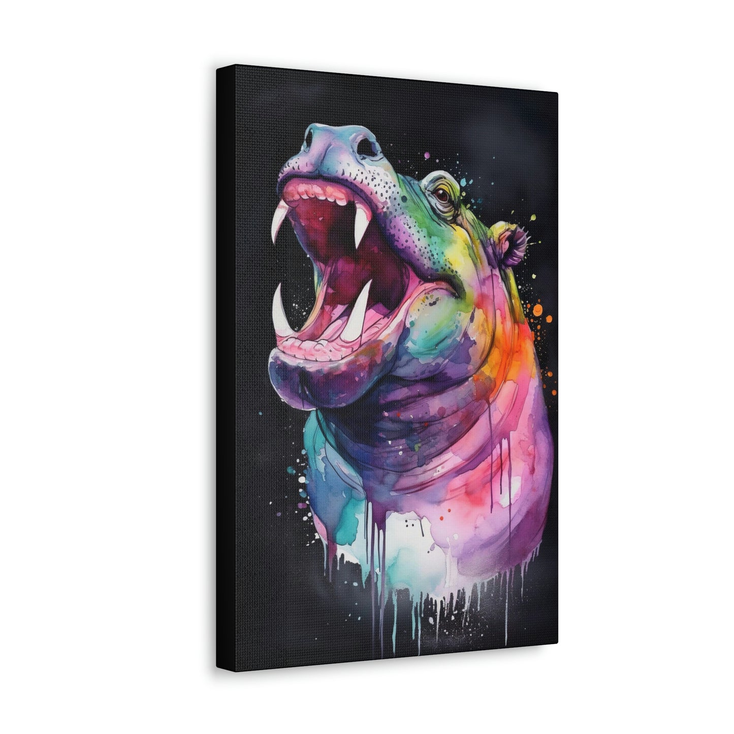 Gray Happy Hippo Canvas