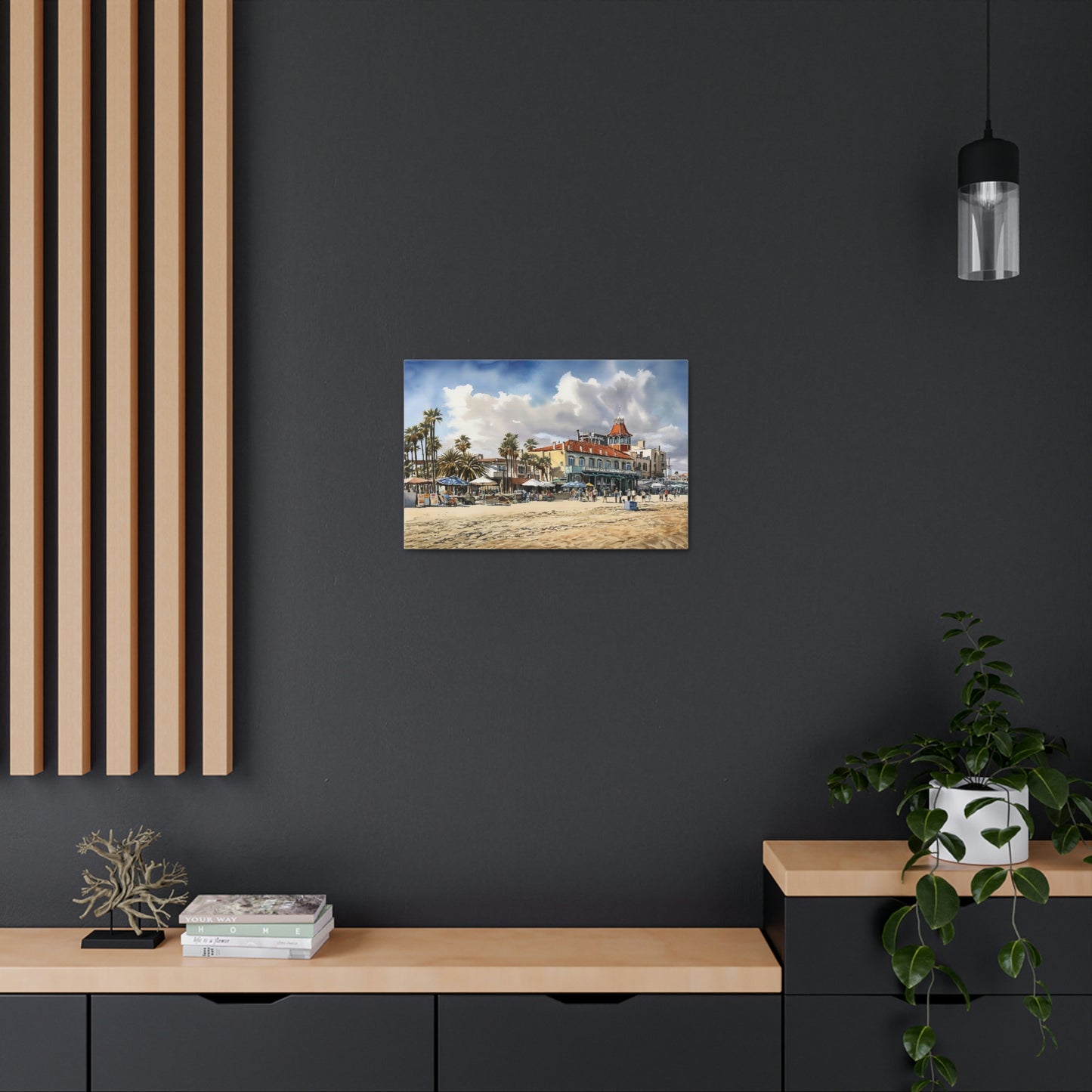 Dark Slate Gray Venice Vibes: Bohemian Beachfront and Colorful Sunsets - Canvas Print